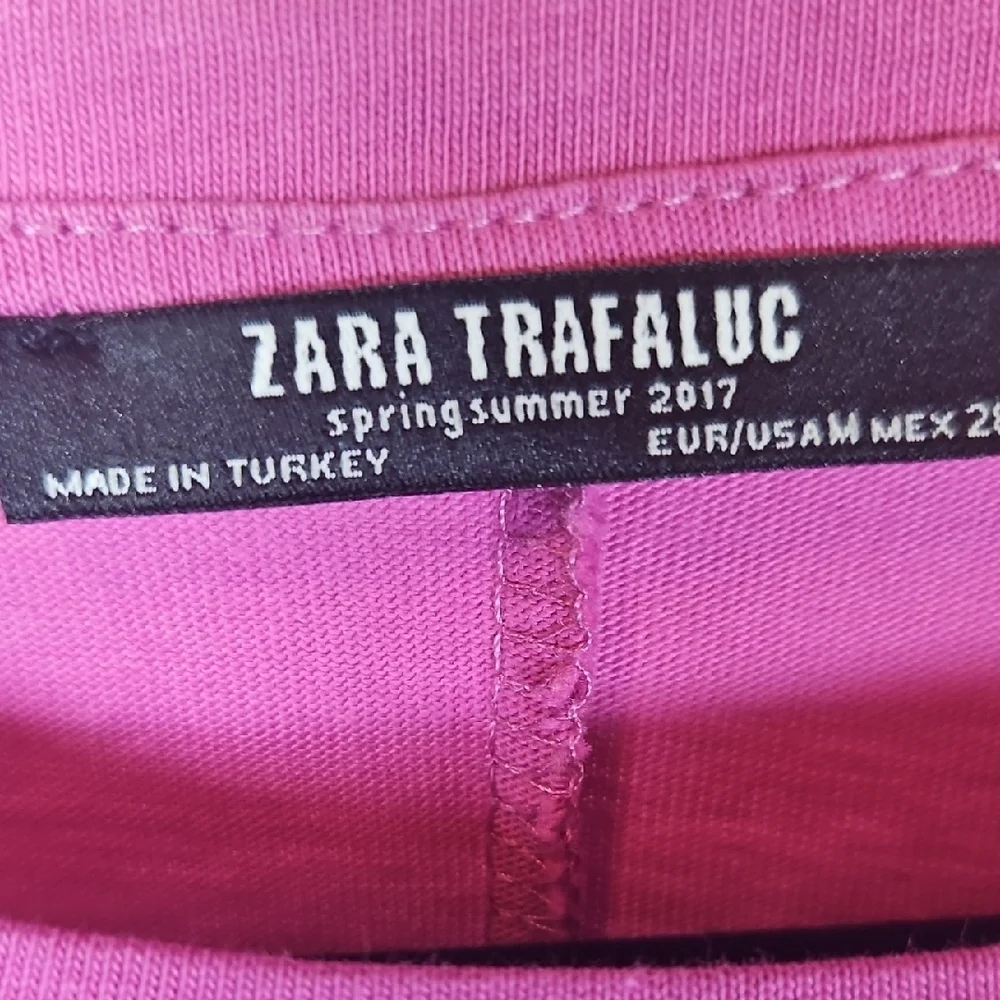 Zara Pink Short Ruffled Sleeve T-Shirt Dress Size M - Picture 4 of 5